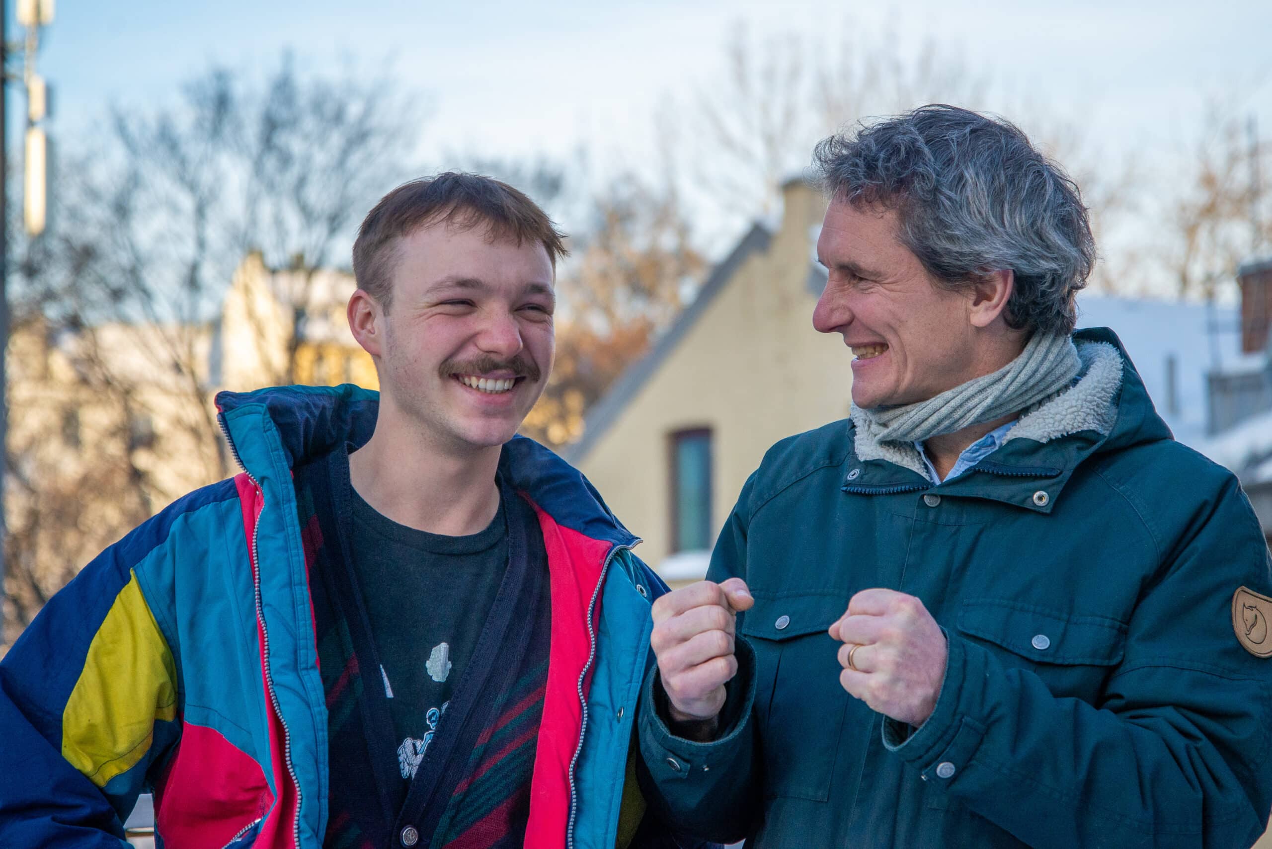 Naturvernforbundets leder Truls Gulowsen sammen med Gytis Blazevicius, leder i Natur og Ungdom. Foto: Kjetil Grude Flekkøy