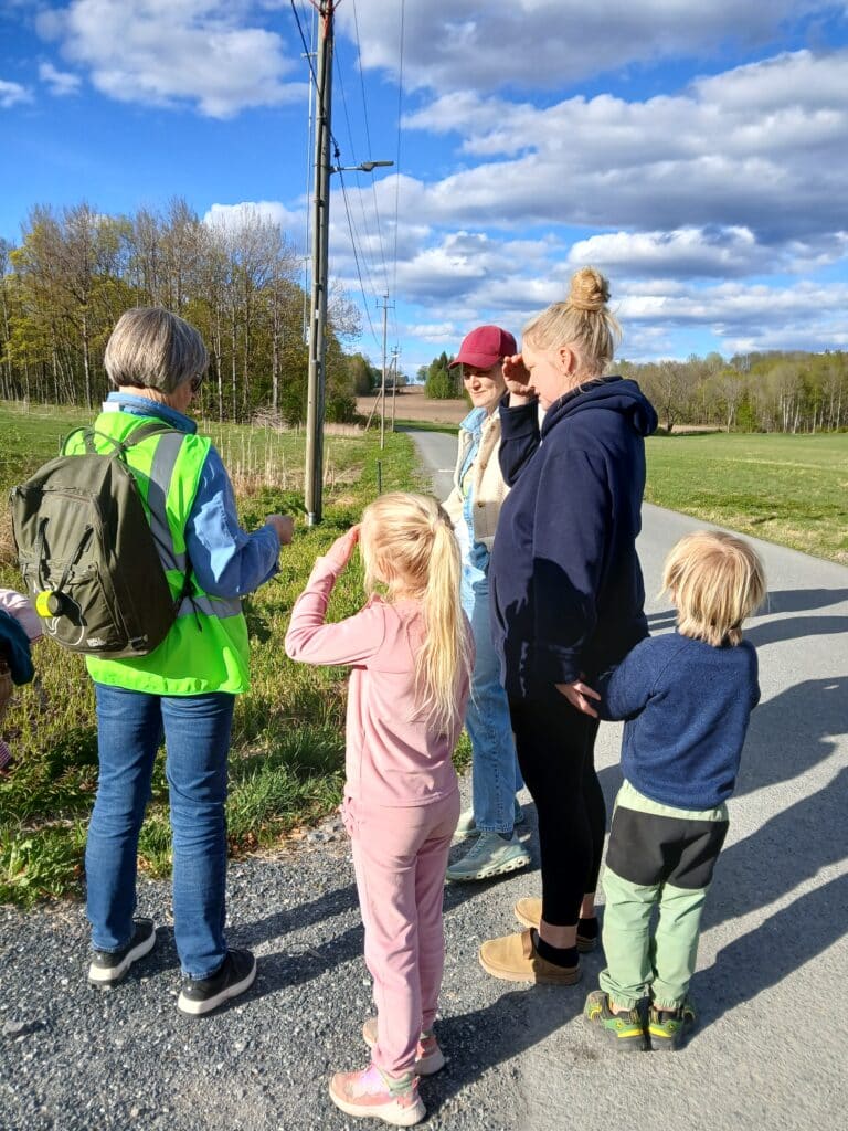 voksne, barn, landevei, trær