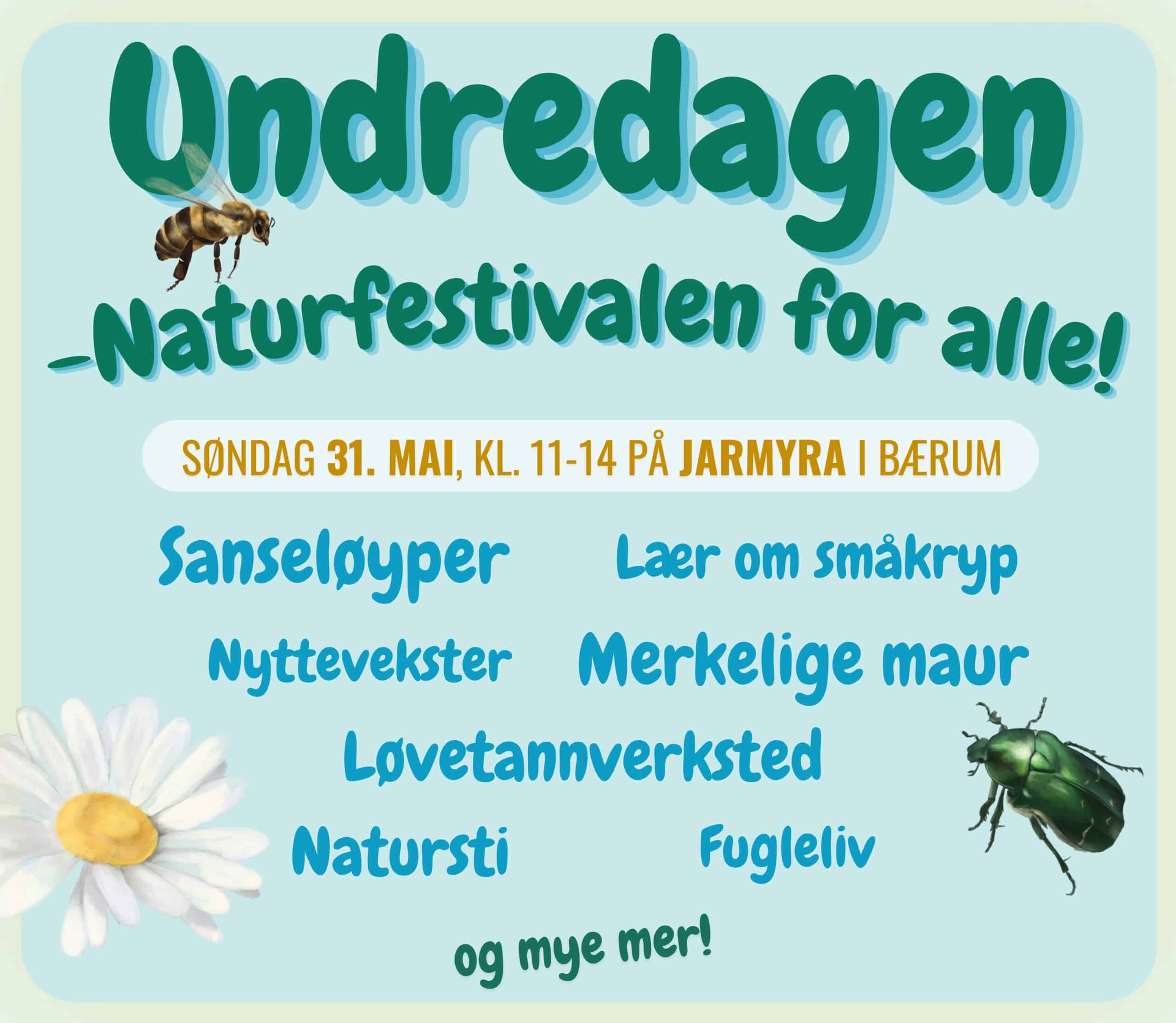 undredagen, naturfestival, søndag 31. mai, plakat, tekst