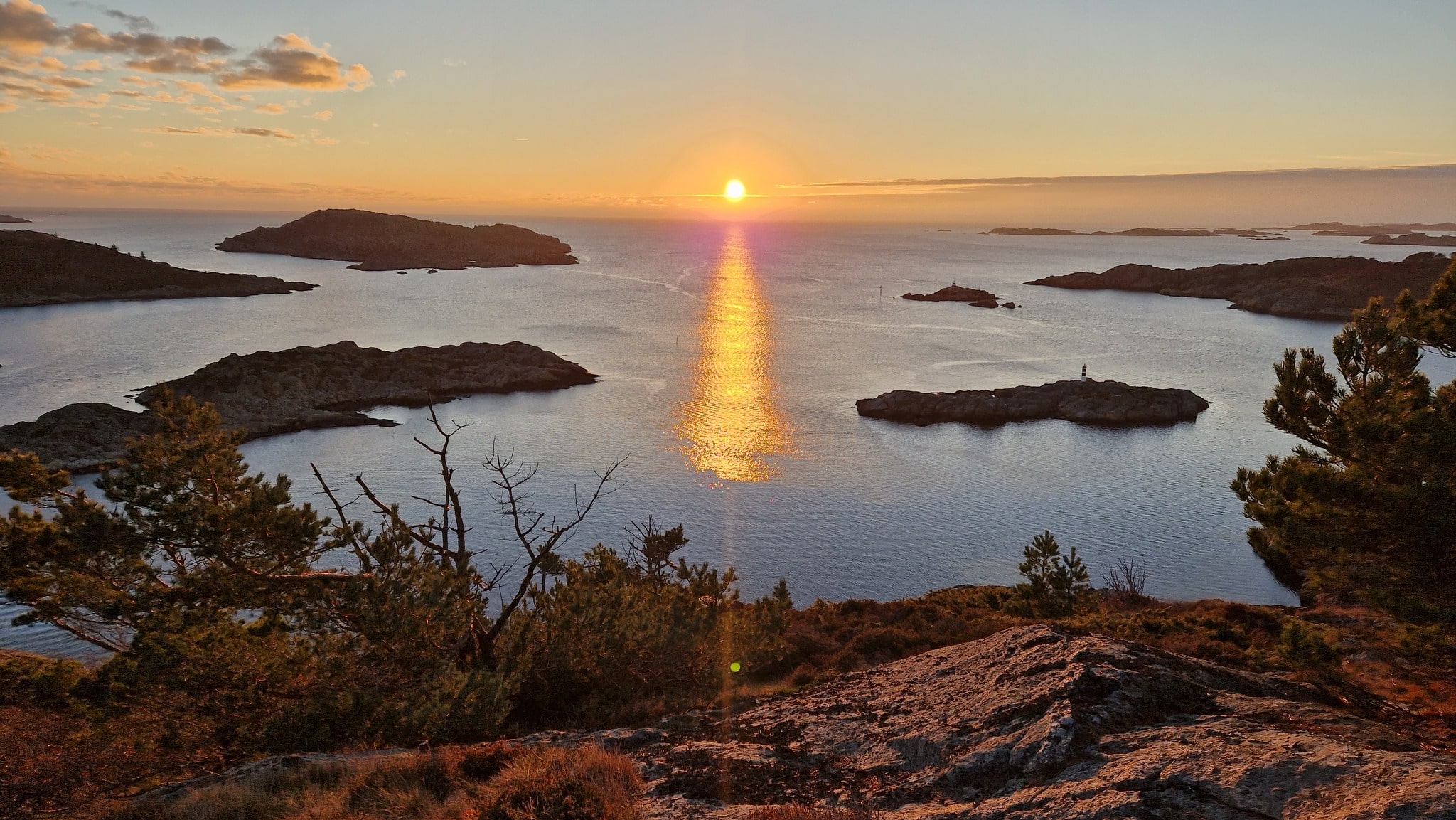 Solnedgang over horisonten i Lindesnes